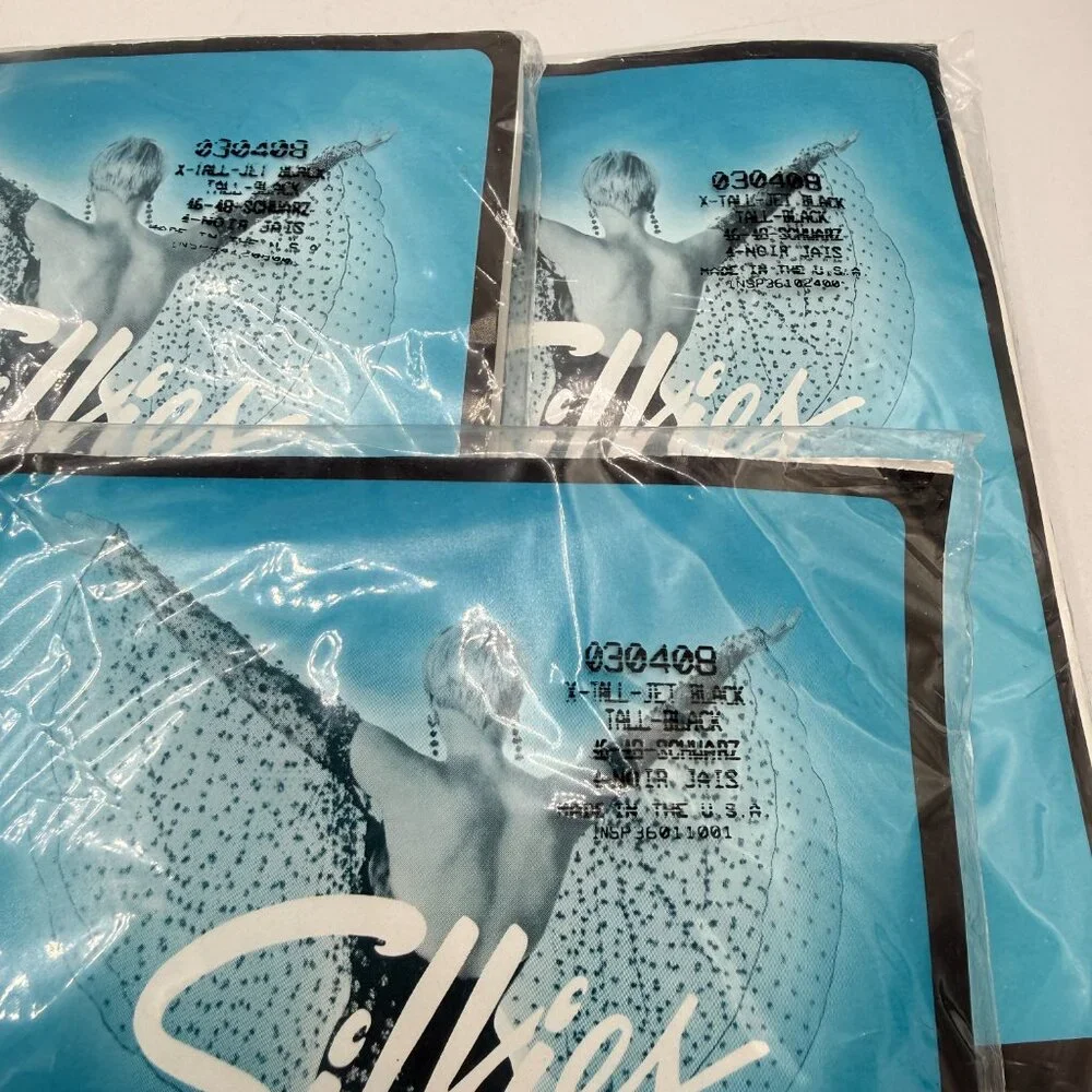 ✨ Vintage Silkies Ultra Control Top Pantyhose – Lot of 3 – Jet Black – X-Tall ✨